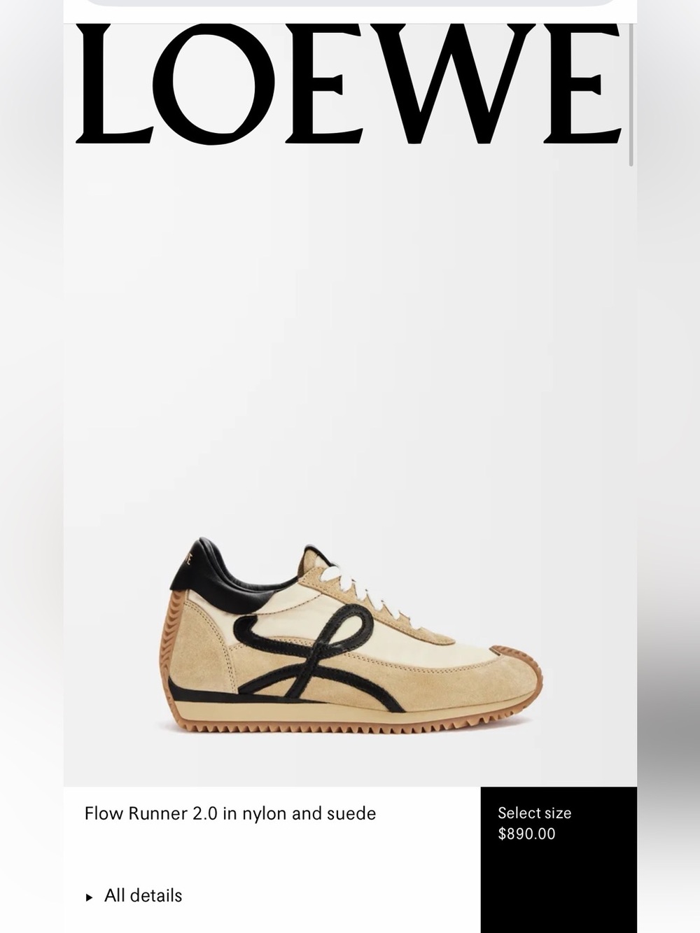 Loewe flow Cream, Brown and Black Low-Top Runner Sneakers